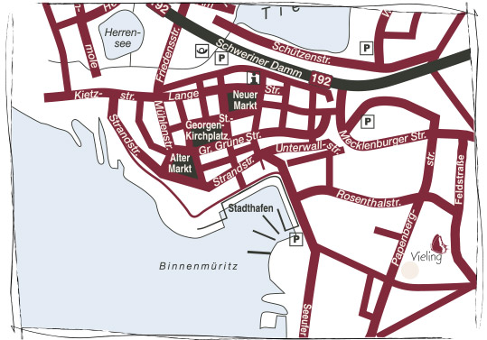 Waren an der Müritz - Lageplan Waren an der Müritz - Lageplan
